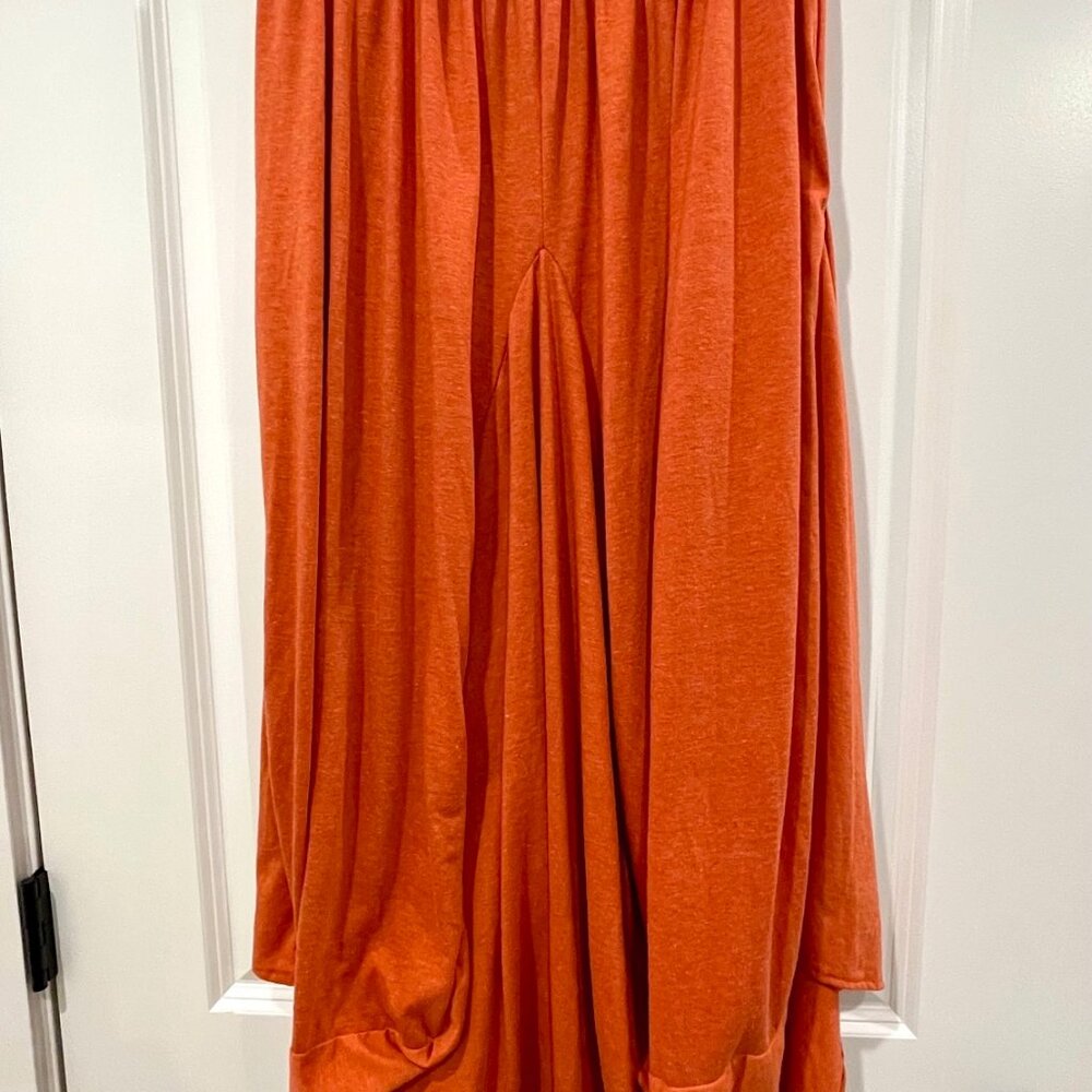 Thaluta Organic Cotton Burnt Orange Maxi Skirt Pockets Boho Ethical Festival-OS - Picture 2 of 14